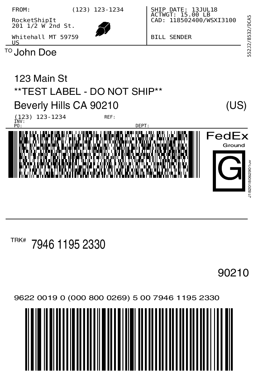 FedEx shipping label with logo