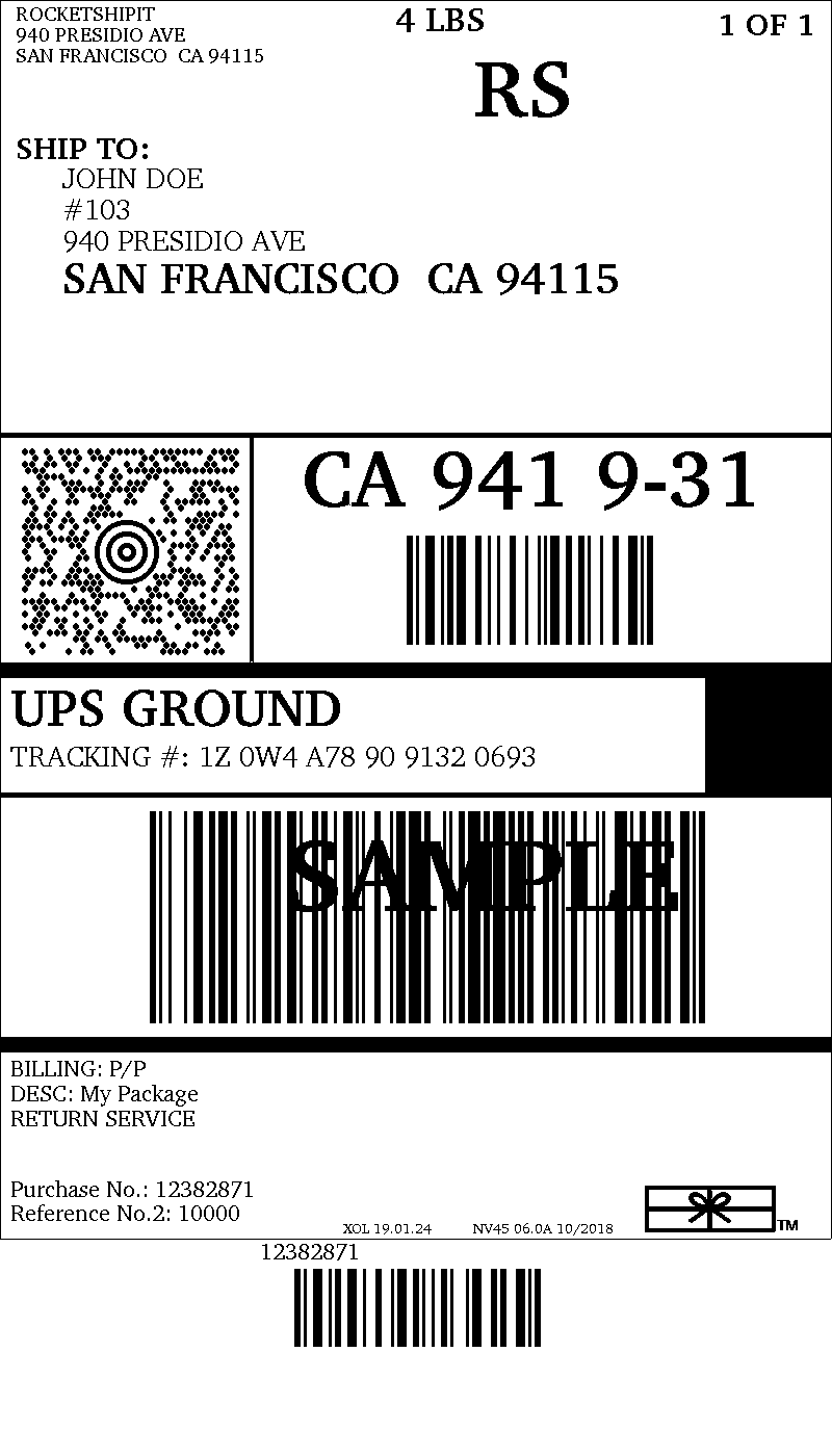 UPS Label with Reference Value
